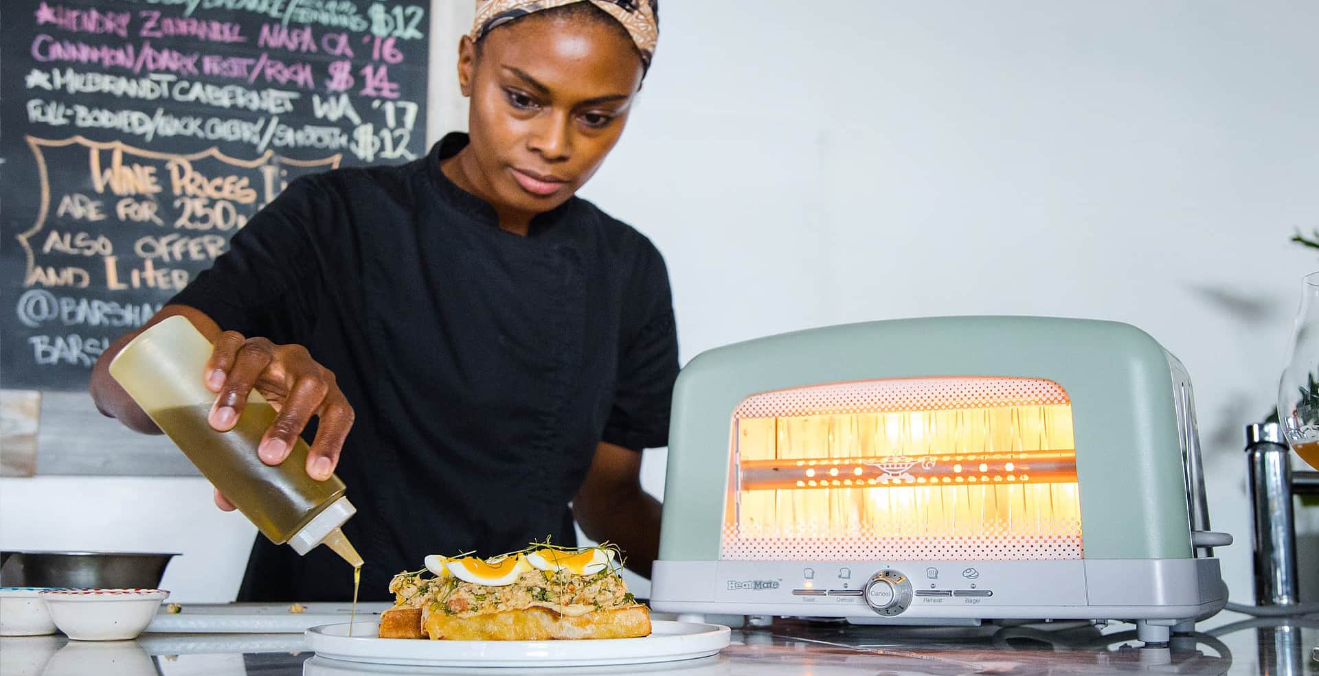 Chef Lenore is cooking with a toaster oven
