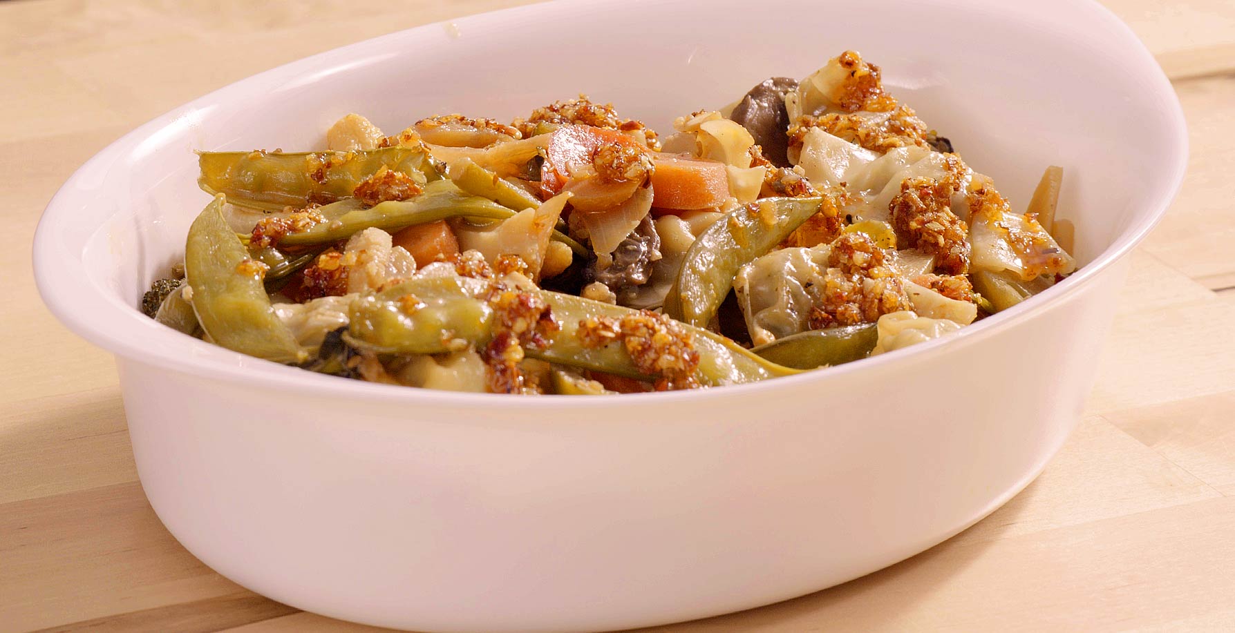 Trader Joe’s wontons and veggies cooked in a toaster oven