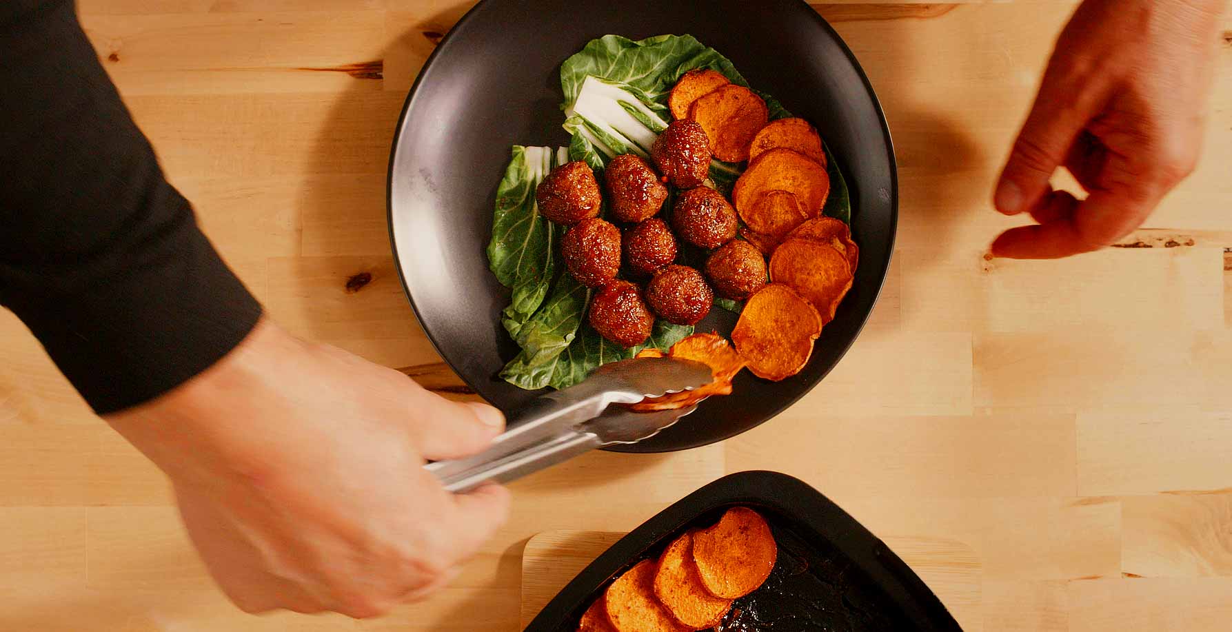 Serving BBQ-glazed meatballs for easy meatball recipe