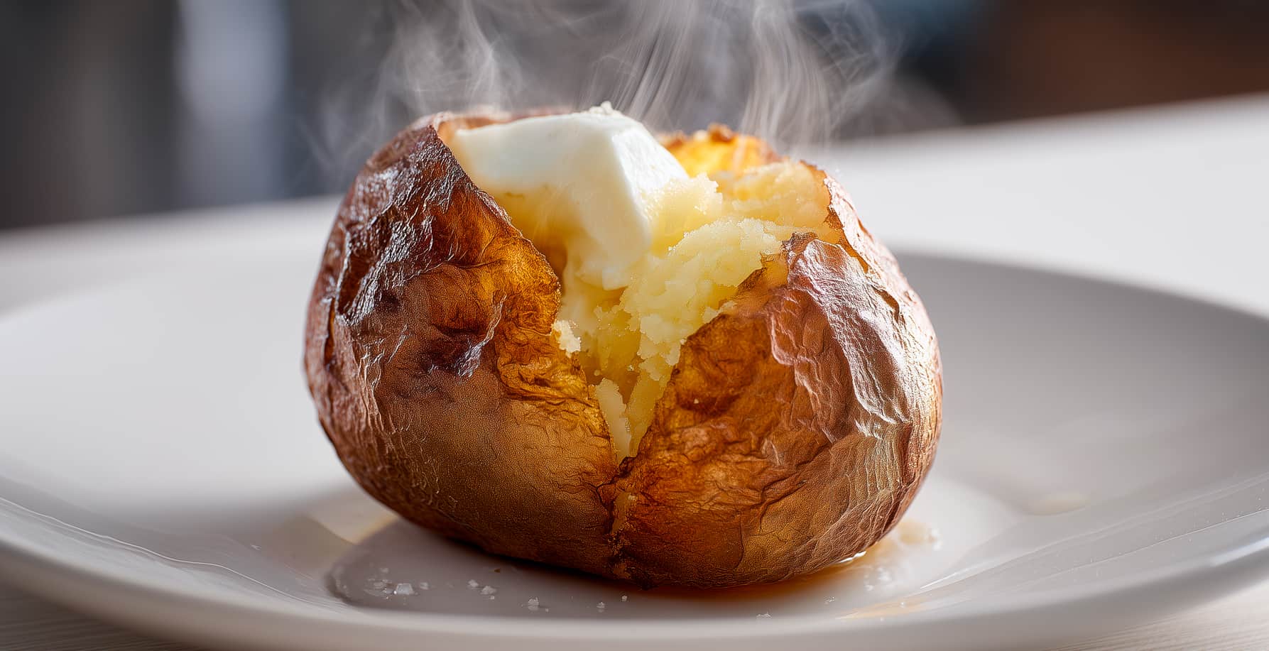 a large potato baked in a toaster oven 