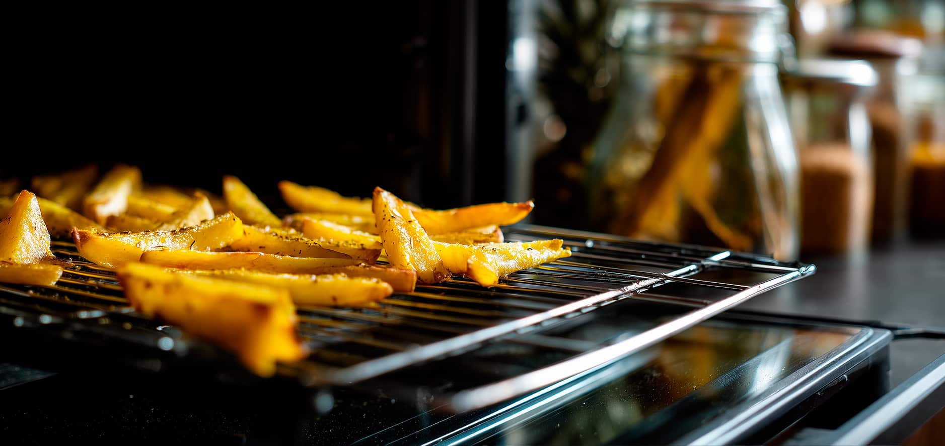 Fries in action: Watch the golden crust form in real time at 450°F inside the HeatMate toaster oven.
