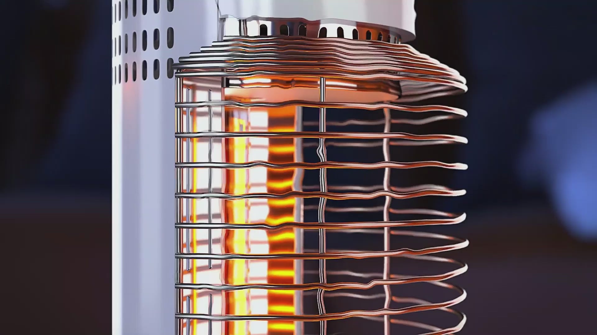 Load video: A product video about the HeatMate graphite space heater presented in the living environment.